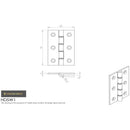 Carlisle Brass - 76mm Double Steel Washered Brass Butt Hinge - Polished Lacquered - HDSW1 - (Pair) - Choice Handles