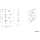 Carlisle Brass - 102mm Double Steel Washered Brass Butt Hinge - Polished Lacquered - HDSW2 - (Pair) - Choice Handles
