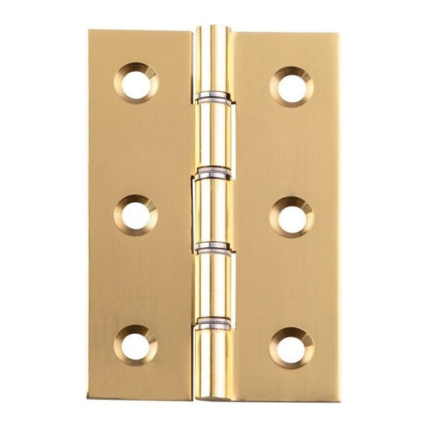 Carlisle Brass - 76mm x 50mm x 2.5mm -Double Phosphor Bronze Washered Butt Hinge - Polished Lacquered - HDPBW21 - (Pair) - Choice Handles