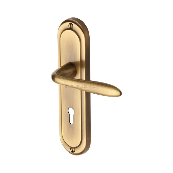 Heritage Brass Door Handle Lever Lock Henley Design Antique finish - HEN1200-AT - Choice Handles