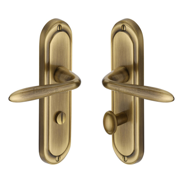 Heritage Brass Door Handle for Bathroom Henley Design Antique finish - HEN1230-AT - Choice Handles