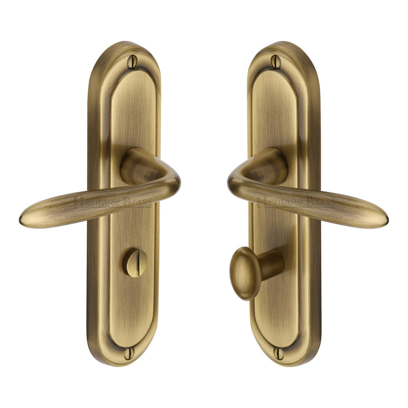 Heritage Brass Door Handle for Bathroom Henley Design Antique finish - HEN1230-AT - Choice Handles