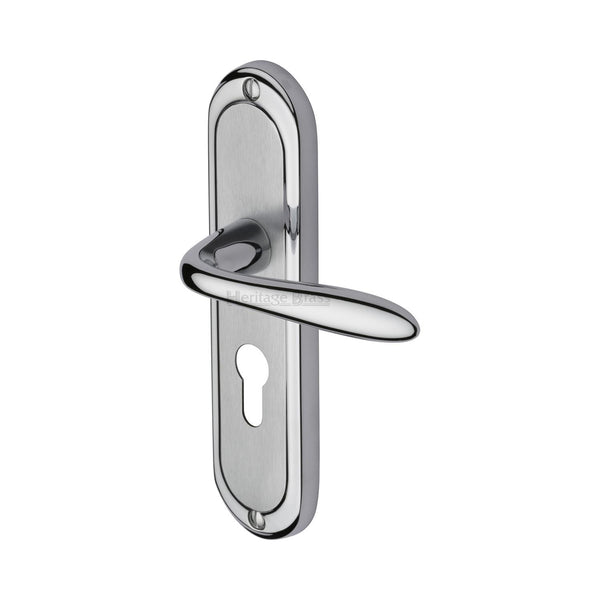 Heritage Brass Door Handle for Euro Profile Plate Henley Design Apollo finish - HEN1248-AP - Choice Handles