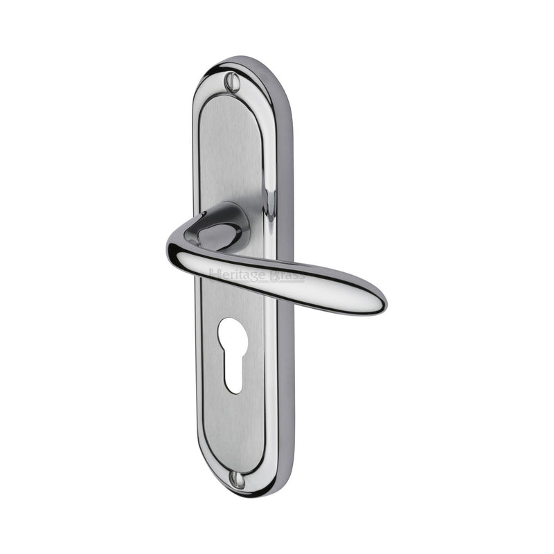 Heritage Brass Door Handle for Euro Profile Plate Henley Design Apollo finish - HEN1248-AP - Choice Handles