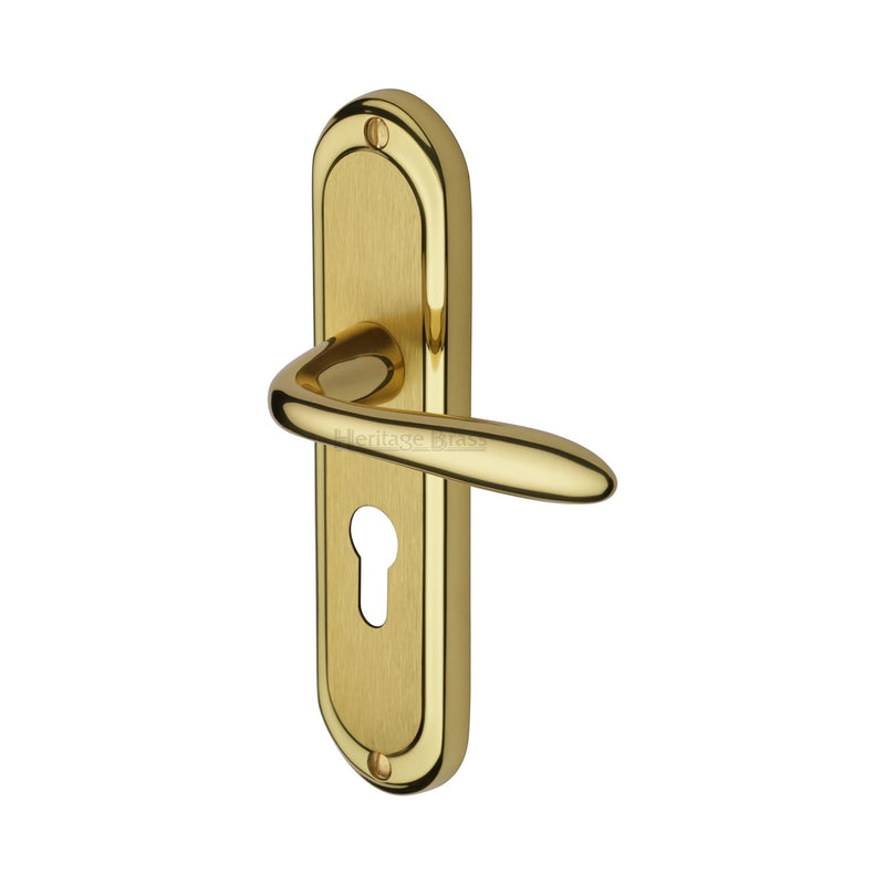 Heritage Brass Door Handle for Euro Profile Plate Henley Design Mayfair finish - HEN1248-MF - Choice Handles