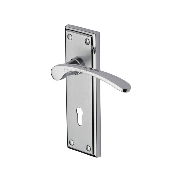 Heritage Brass Door Handle Lever Lock Hilton Design Apollo finish - HIL8600-AP - Choice Handles