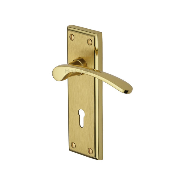 Heritage Brass Door Handle Lever Lock Hilton Design Mayfair finish - HIL8600-MF - Choice Handles