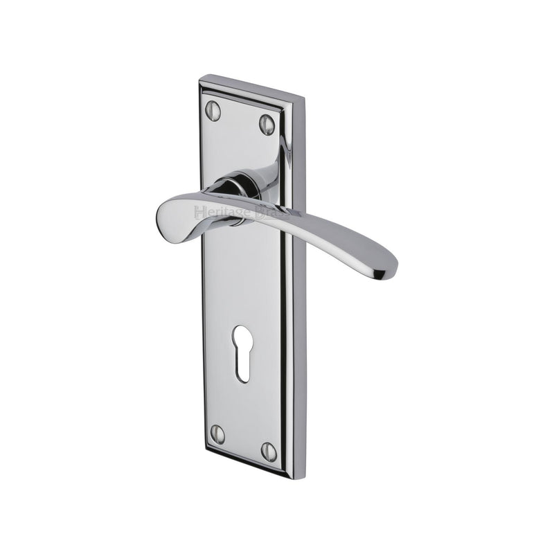 Heritage Brass Door Handle Lever Lock Hilton Design Polished Chrome finish
 - HIL8600-PC - Choice Handles