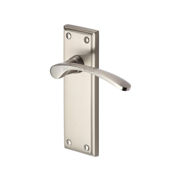 Heritage Brass Door Handle Lever Latch Hilton Design Satin Nickel finish - HIL8610-SN - Choice Handles