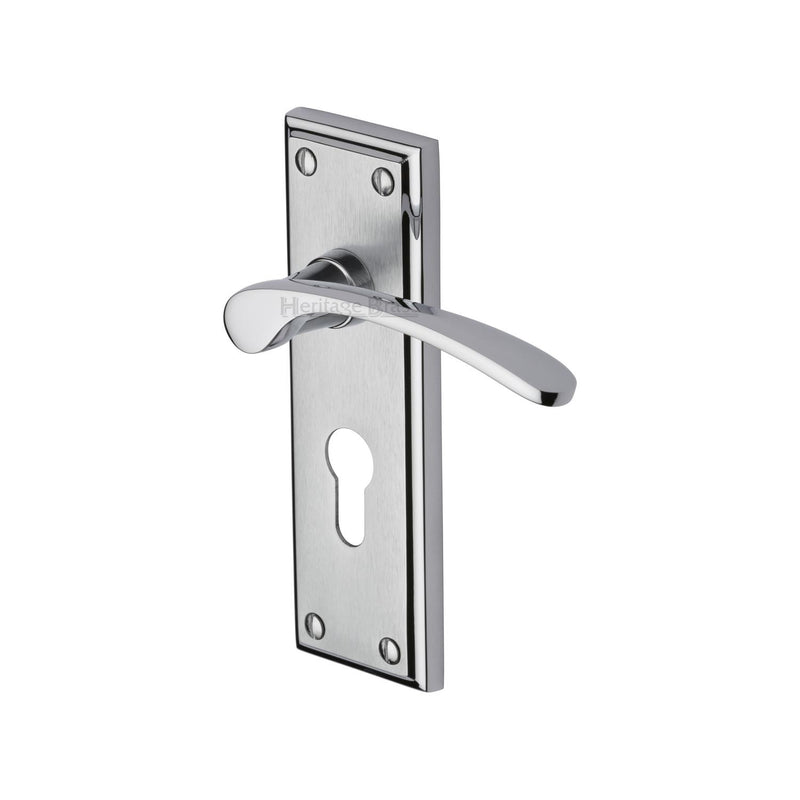Heritage Brass Door Handle for Euro Profile Plate Hilton Design Apollo finish - HIL8648-AP - Choice Handles