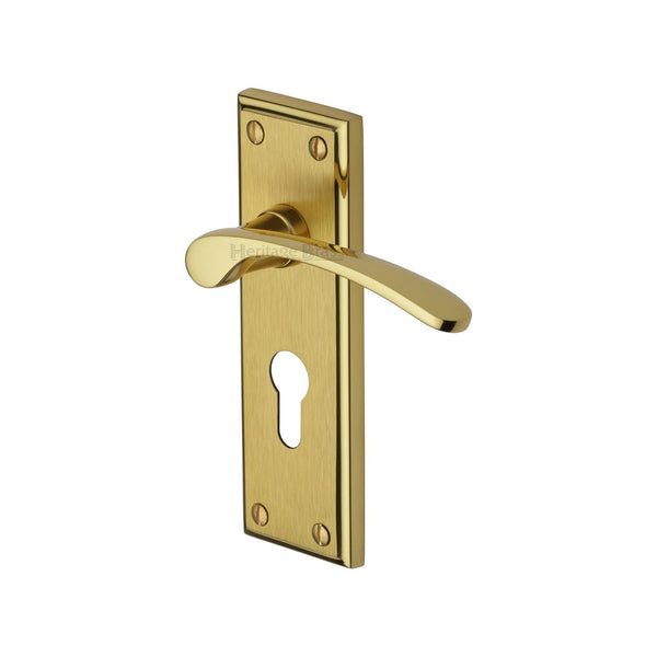 Heritage Brass Door Handle for Euro Profile Plate Hilton Design Mayfair finish - HIL8648-MF - Choice Handles