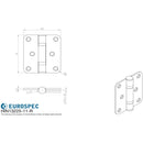 Eurospec - 76 X 67 X 2.5mm Ball Bearing Hinge Grade 11 C/W Screws - Radius (Pair) - Satin Stainless Steel - HIN13225/11SSS/R - Choice Handles