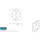Eurospec - 102 X 76 X 2.2mm Ball Bearing Hinge Grade 11 C/W Screws (Pair) - Satin Stainless Steel - HIN14322/11SSS - Choice Handles