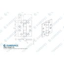 Eurospec - 102 X 76 X 3mm Ball Bearing Hinge Grade 13 C/W Screws (Pair) - Bright Stainless Steel - HIN1433P/13BSS - Choice Handles