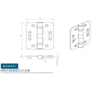 Eurospec - 102 X 76 X 3mm Dog Bolt Ball Bearing Hinge Grade 13 C/W Screws Radius (Pair) - Satin Stainless Steel - HIN1433SEC/13SSS/R - Choice Handles