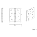 Carlisle Brass - 102 X 72 X 2mm Fixed Pin Hinge C/W Screws (Pair) - Powder Coat Black - HINFP4PCB - Choice Handles