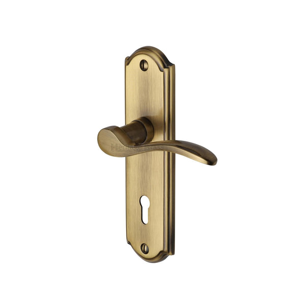Heritage Brass Door Handle Lever Lock Howard Design Antique finish - HOW1300-AT - Choice Handles