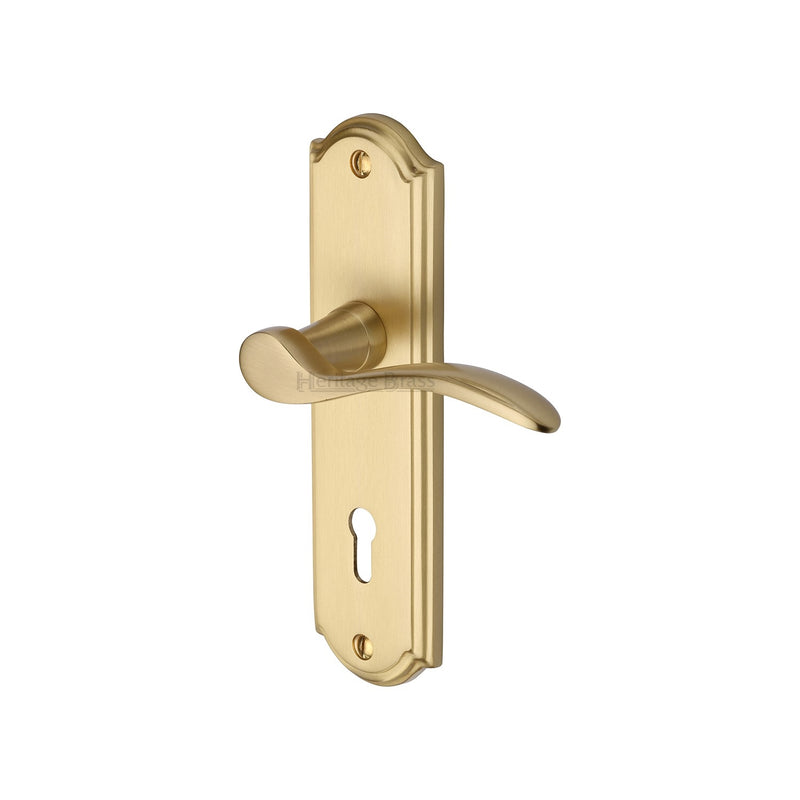 Heritage Brass Door Handle Lever Lock Howard Design Satin Brass finish - HOW1300-SB - Choice Handles