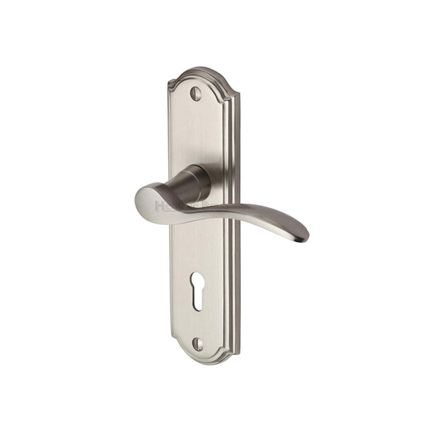 Heritage Brass Door Handle Lever Lock Howard Design Satin Nickel finish - HOW1300-SN - Choice Handles