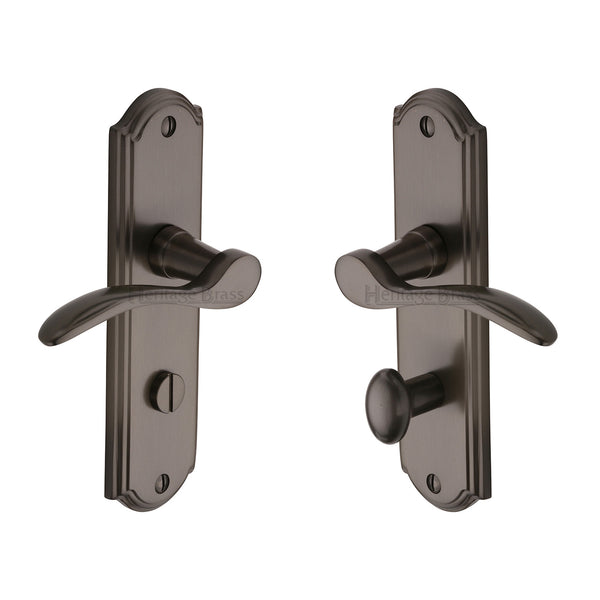 Heritage Brass Door Handle for Bathroom Howard Design Matt Bronze finish - HOW1330-MB - Choice Handles