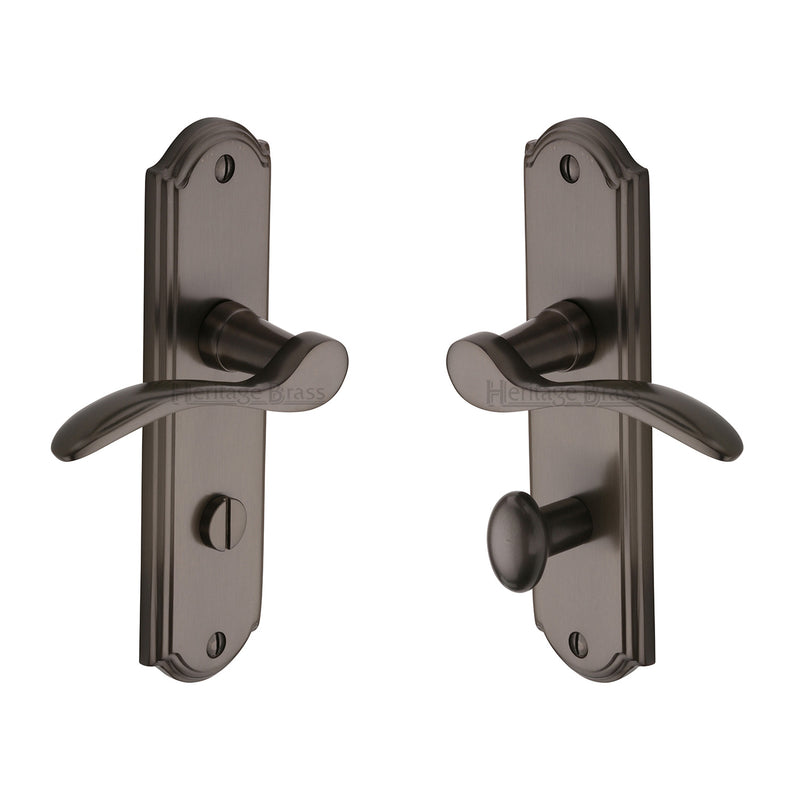 Heritage Brass Door Handle for Bathroom Howard Design Matt Bronze finish - HOW1330-MB - Choice Handles