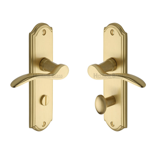 Heritage Brass Door Handle for Bathroom Howard Design Satin Brass finish - HOW1330-SB - Choice Handles