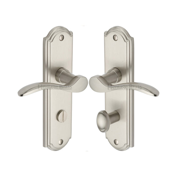 Heritage Brass Door Handle for Bathroom Howard Design Satin Nickel finish - HOW1330-SN - Choice Handles