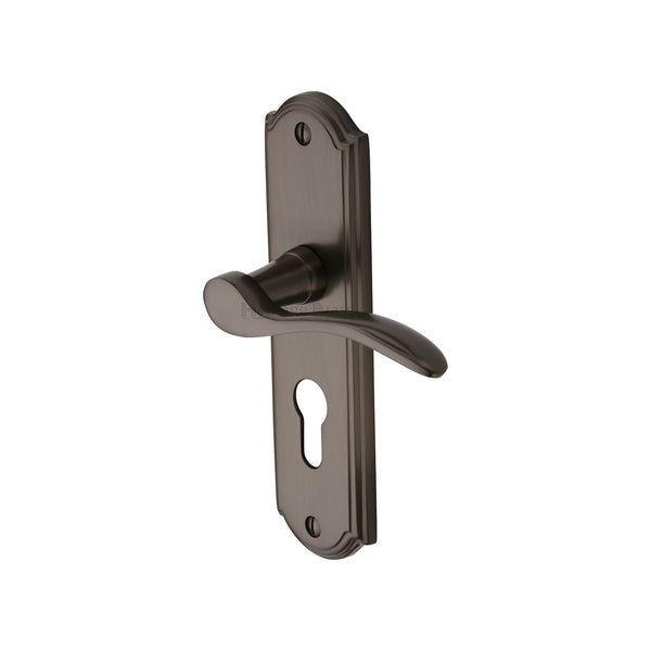 Heritage Brass Door Handle for Euro Profile Plate Howard Design Matt Bronze finish - HOW1348-MB - Choice Handles