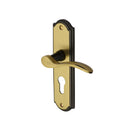 Heritage Brass Door Handle for Euro Profile Plate Howard Design Patina & Satin Brass finish - HOW1348-PT - Choice Handles