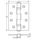 Frelan -  Ball Bearing Hinges 102 X 76 X 3mm Grade 11 Fire Rated Stainless Steel  - Bronze - J8500BR (Pair) - Choice Handles