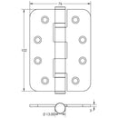 Frelan -  Ball Bearing Hinges 102 X 76 X 3mm Grade 11 Fire Rated Stainless Steel  - Polished Chrome - J8500PC (Pair) - Choice Handles