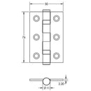 Frelan -  Steel Ball Bearing Hinge 3inch 76x50x2mm Grade 7 - Polished Chrome - J8502PC - (Pair) - Choice Handles