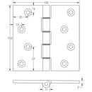 Jedo - Counter Flap Hinge 99x40x1mm - Satin Chrome - J9020SC - Choice Handles