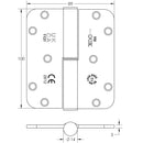 Jedo - 100x89x3mm Left Hand lift off hinge grade 13 Satin Nickel - J9200SNLH - Choice Handles