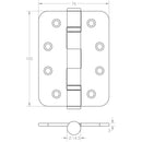 Frelan -  Ball Bearing Hinges 102 X 76 X 3mm Grade 13 Fire Rated Stainless Steel  - Polished Stainless Steel - J9500PSS (Pair) - Choice Handles