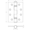 102 x 152 x 3mm Parliament Projection Ball Bearing Hinges - Satin Stainless Steel - J9469SSS - Choice Handles