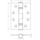 Jedo - Certifire Stainless Steel Grade 13 Ball Bearing Hinges 102x76x3mm - Satin Brass - J9500SB - Choice Handles