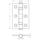 Frelan - Ball Bearing Door Hinges - Grade 7 Satin Stainless Steel, 76 x 50 x 2mm - Polished Stainless Steel - J9502PSS - (Pair) - Choice Handles