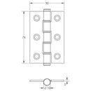 Frelan - Ball Bearing Door Hinges - Grade 7 Satin Stainless Steel, 76 x 50 x 2mm - Satin Stainless Steel - J9502SSS - (Pair) - Choice Handles