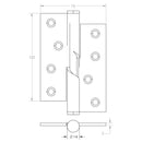 Frelan - Rising Butt Hinges 102 x 76 x 3mm - Right Hand - Polished Stainless Steel - J9510RHPSS - (Pair) - Choice Handles