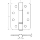 Jedo - Certifire Stainless Steel Grade 13 Radiused Ball Bearing Hinges 102x76x3mm - Black - J9633BL - Choice Handles