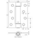 Jedo - Steel Radiused Single Action Spring Hinges 102x76mm (PK of 3) - Satin Chrome - J9800RSC - Choice Handles