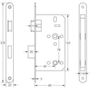 Jedo 78mm Din Bathroom Locks 60mm Backset Radiused Satin Brass - JL-DB60RSB - Choice Handles