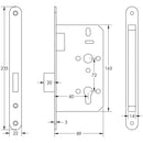 72mm Black Din Euro Deadlock Radiused 60mm Backset - JL-DD60RMB - Choice Handles