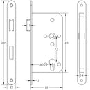 72mm Black Din Euro Escape Lock 60mm Backset - JL-DE60MB - Choice Handles
