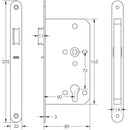 72mm Black Din Euro Nightlatch Radiused 60mm Backset - JL-DNL60RMB - Choice Handles