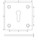 Frelan - Standard Profile Square Keyhole Escutcheon - Polished Chrome - JV153PC - Choice Handles
