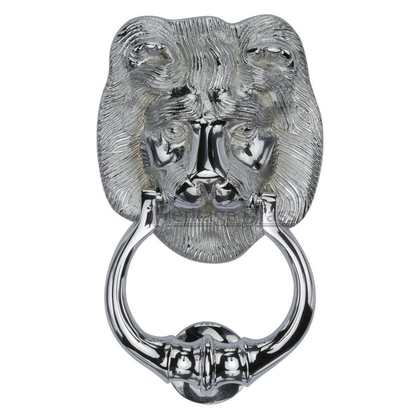 Heritage Brass Lion Knocker Polished Chrome finish - K1210-PC - Choice Handles