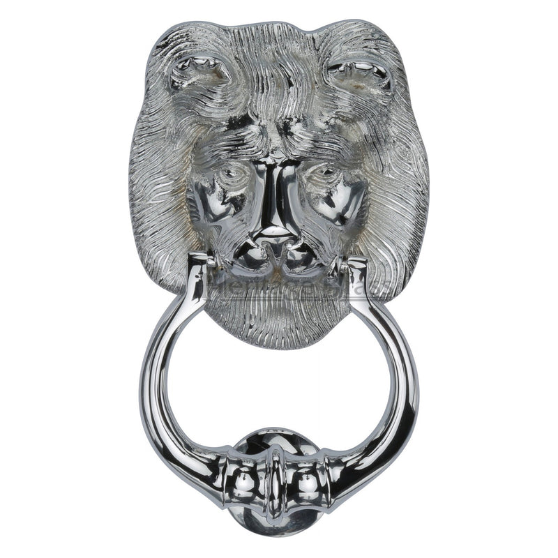Heritage Brass Lion Knocker Polished Chrome finish - K1210-PC - Choice Handles