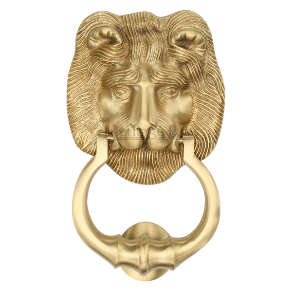 Heritage Brass Lion Knocker Satin Brass finish - K1210-SB - Choice Handles